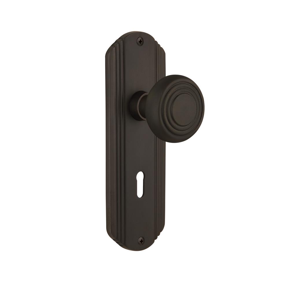 Nostalgic Warehouse 710358  Deco Plate with Keyhole Passage Deco Door Knob in Oil-Rubbed Bronze